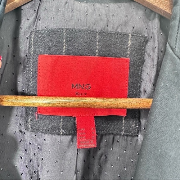 Mango Women's Navy Pinstripe Wool Blend Longline Coat Blogger Favorite Size S - Picture 3 of 9